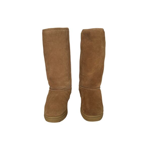 Rj's Fuzzies Brown Sheepskin Boots Sz 6 Sherpa lined Genuine Suede Winter Cozy - Picture 3 of 8